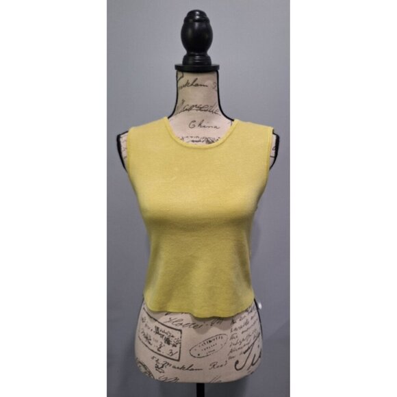 NWT Calvin Klein Womens Yellow Sleeveless Slim Fit Knit Ribbed Tank Top/Size L - Picture 1 of 7